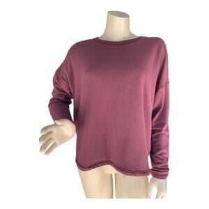 Madewell Superbrushed Easygoing Pullover Sweatshirt Burgundy Size M